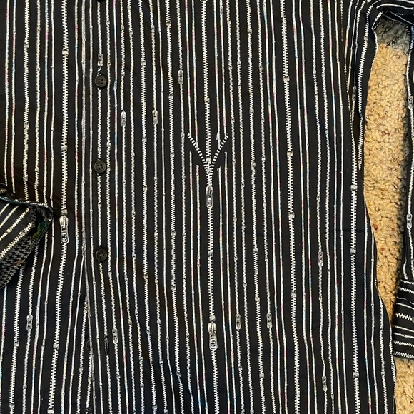 Robert Graham zipper novelty print roll cuff long sleeve men black button down M - Picture 11 of 11
